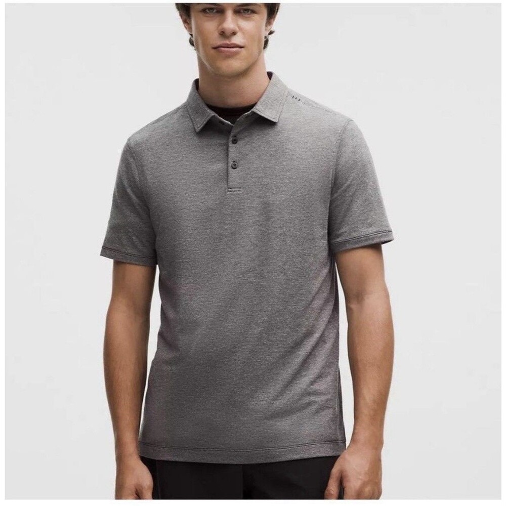 LULULEMON Men's Evolution Polo Shirt Stretch Performance Dark Grey Size Medium